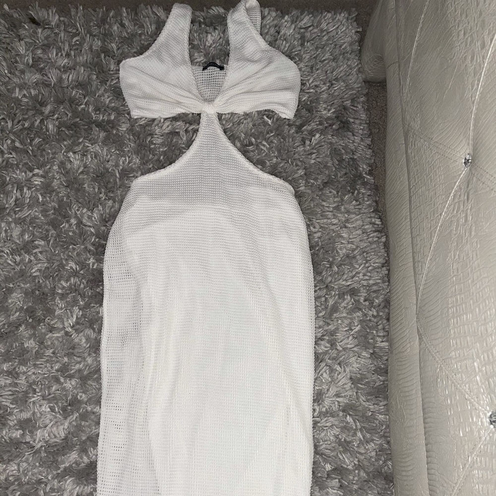 white dress with cut out sides